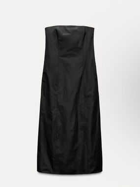 Strapless Black A-Line Evening Dress